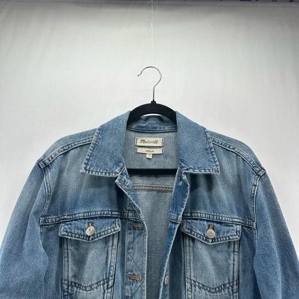 Madewell Oversized Jean Truck Jacket Womens S Button Up Capstone Wash Denim Blue - Picture 4 of 14